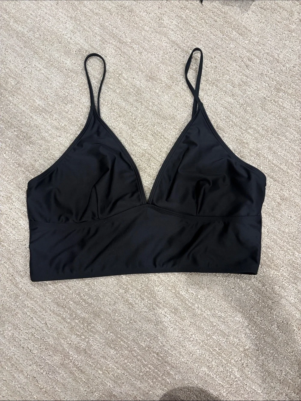 SHEIN Black Longline Triangle Bikini Top